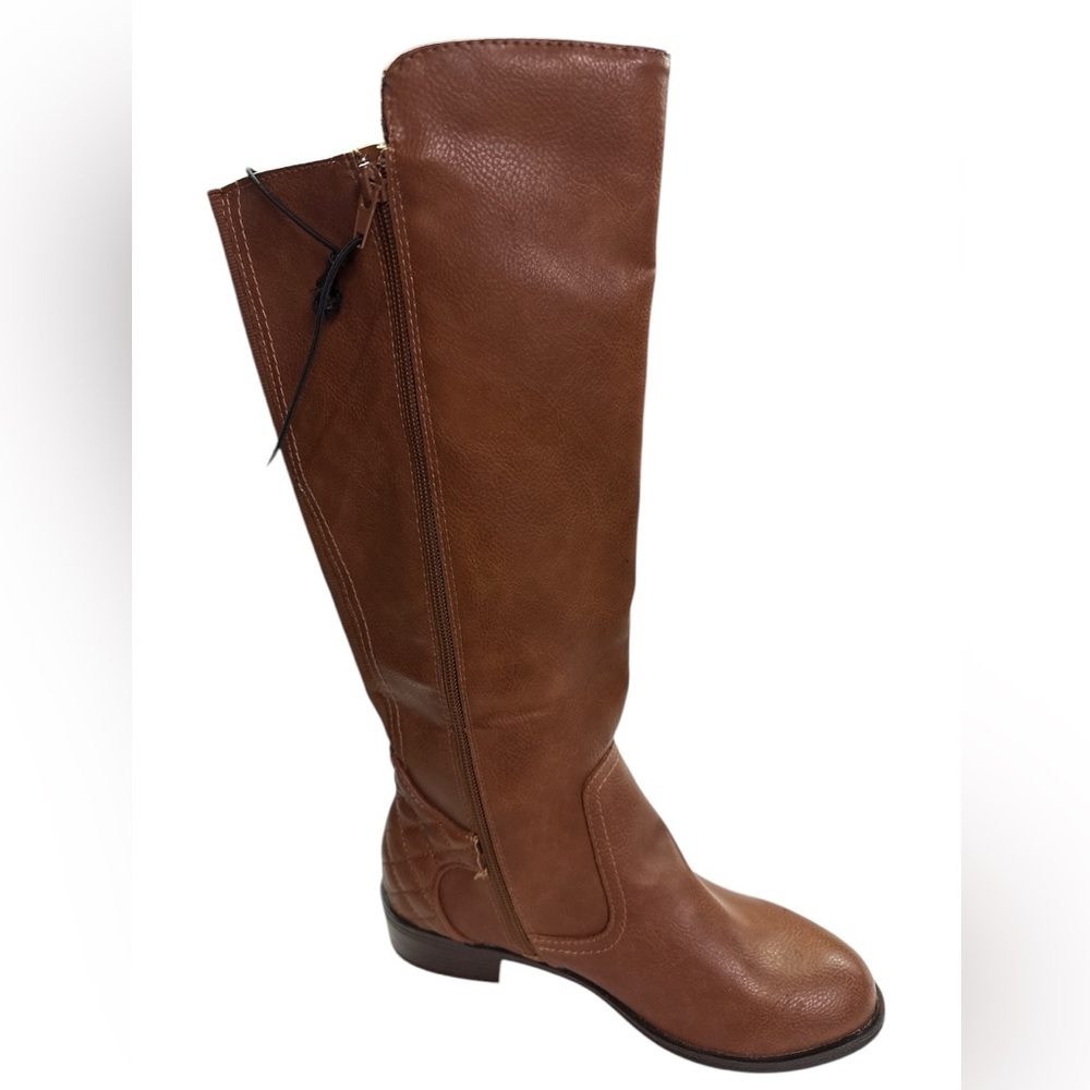 Arizona Dino Saddle Brown Zippered Over The Calf Buckle Boots NWOT Sz 6.5